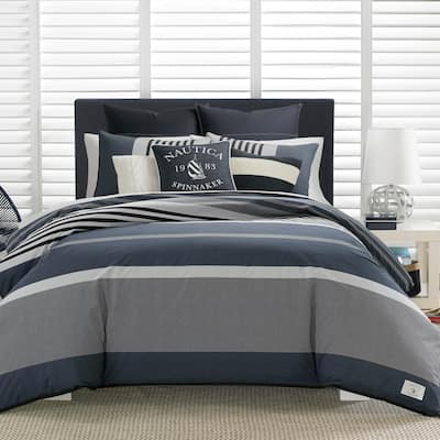 Nautica Rendon Cotton Grey Duvet Cover Set