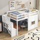 preview thumbnail 1 of 14, Twin Size Loft Bed Frame with Storage Staircase and Window, Playful Wooden Storage Bed Frame for Kids, Teens White - Twin