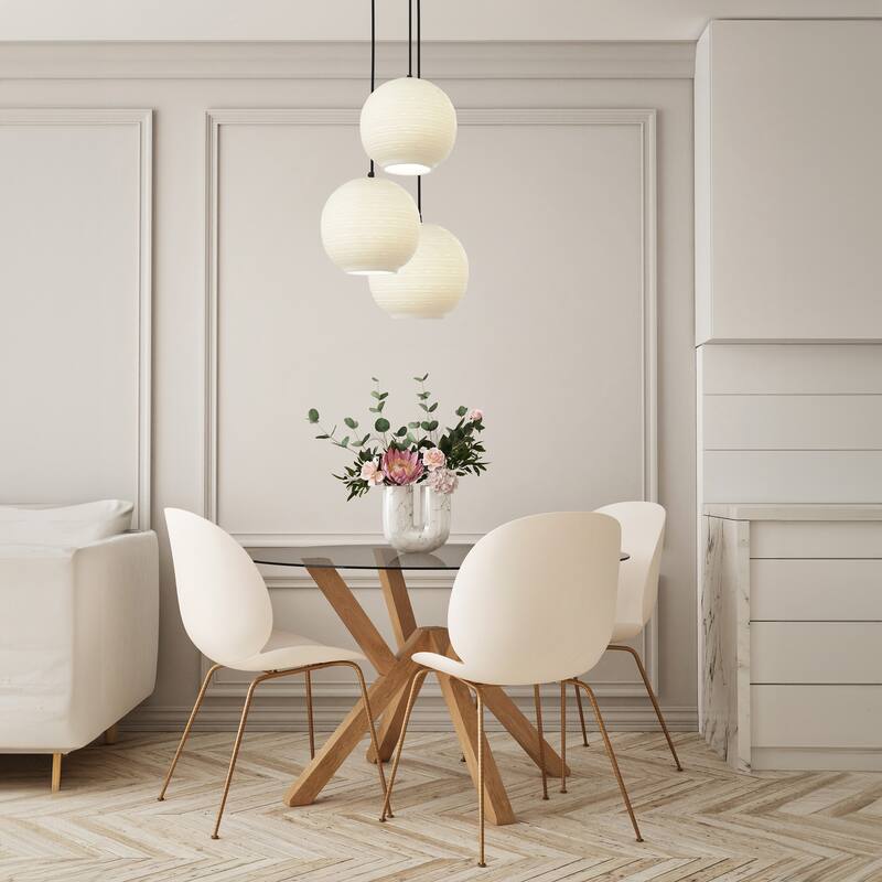 Hayley River of Goods Black Metal and White Blown Glass 9.5-Inch Pendant Light with Adjustable Hanging Cord - 9.5" x 9.5" x 64"