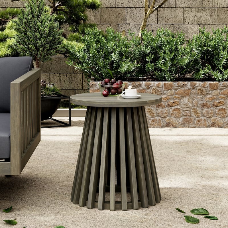Outdoor Round Acacia Wood Patio Side Table