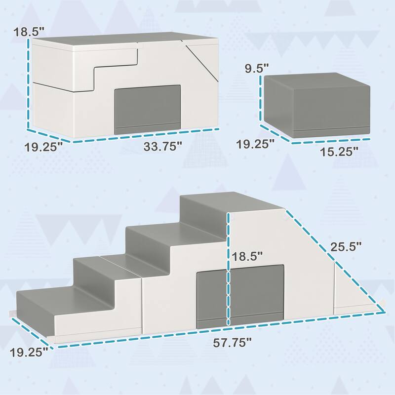 Foam Play Set for Toddlers and Children, Easy-to-clean 2 Piece Soft & Safe Kids Climbing Set for Crawling or Sliding