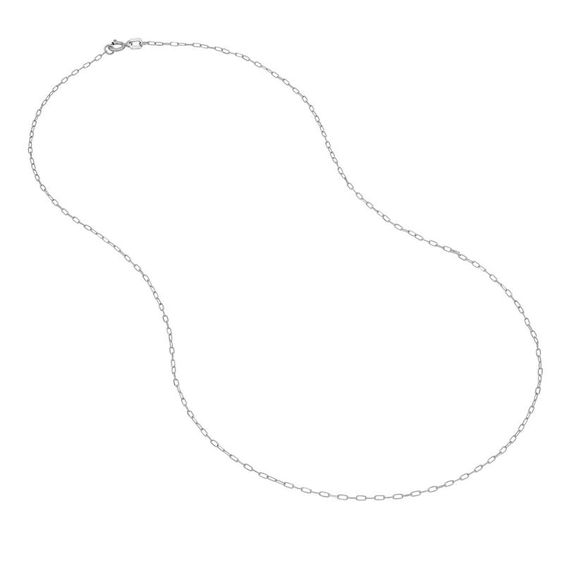 Curata 14k White Gold 1.1mm Diamond Cut Forzentina Chain Necklace (Spring Ring)
