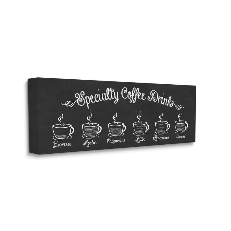 Stupell Specialty Coffee Drinks Cafe Cups Informative Sign Canvas Wall Art, Design by Lettered and Lined