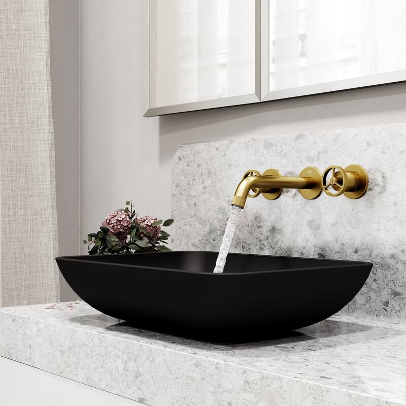 Vigo VG05007 Cass 1.2 GPM 3" H Double Handle Wall Mounted Widespread