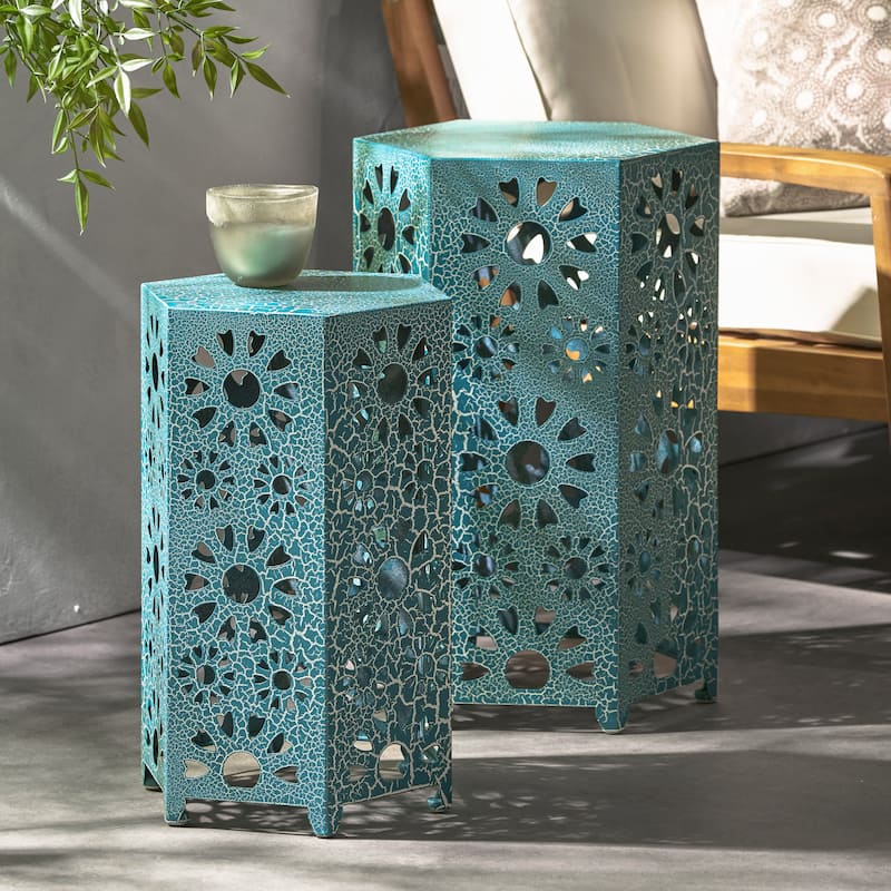 Eliana Outdoor 12-inch and 14-inch Nested Side Table Set by Christopher Knight Home