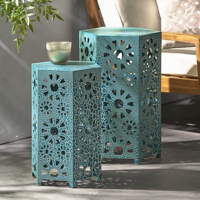 Eliana Outdoor 12-inch and 14-inch Nested Side Table Set by Christopher Knight Home