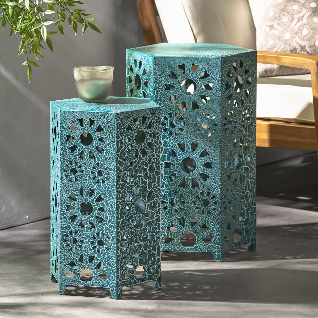 Eliana Outdoor 12-inch and 14-inch Nested Side Table Set by Christopher Knight Home