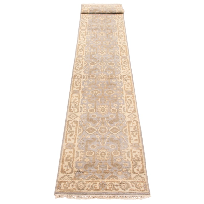 ECARPETGALLERY Hand-knotted Royal Oushak Grey Wool Rug - 2'5 x 19'7
