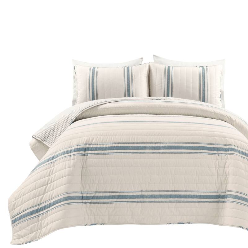 Lush Decor Farmhouse Stripe 3 Piece Quilt Set