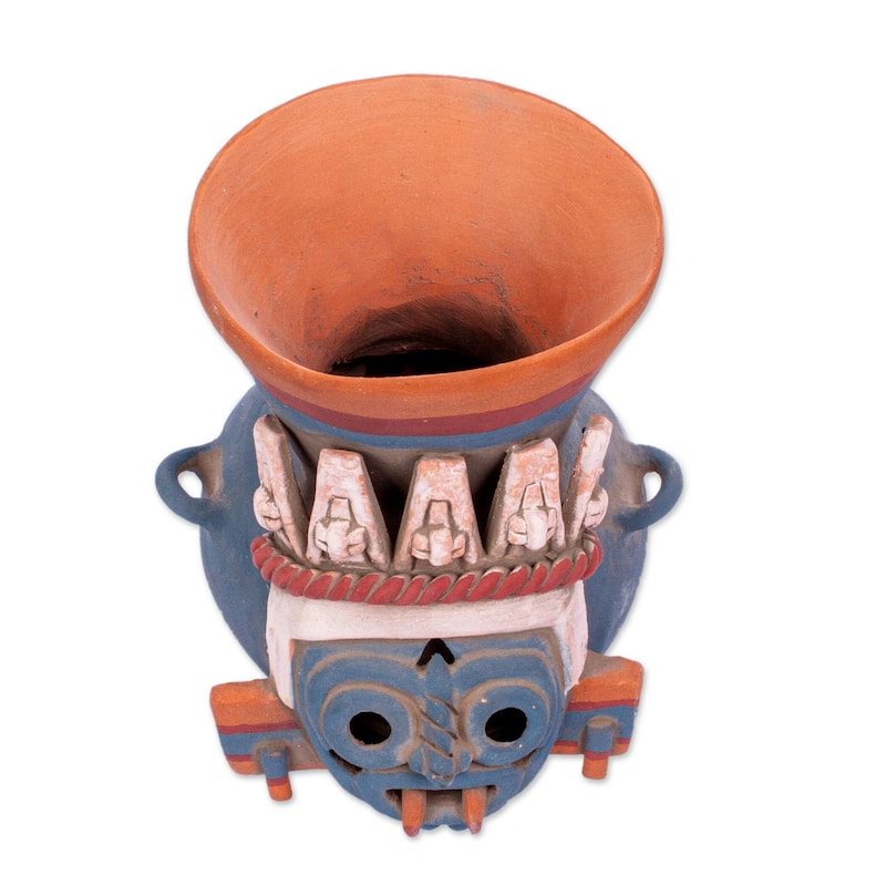 Novica Handmade Tlaloc Replica Ceramic Vessel