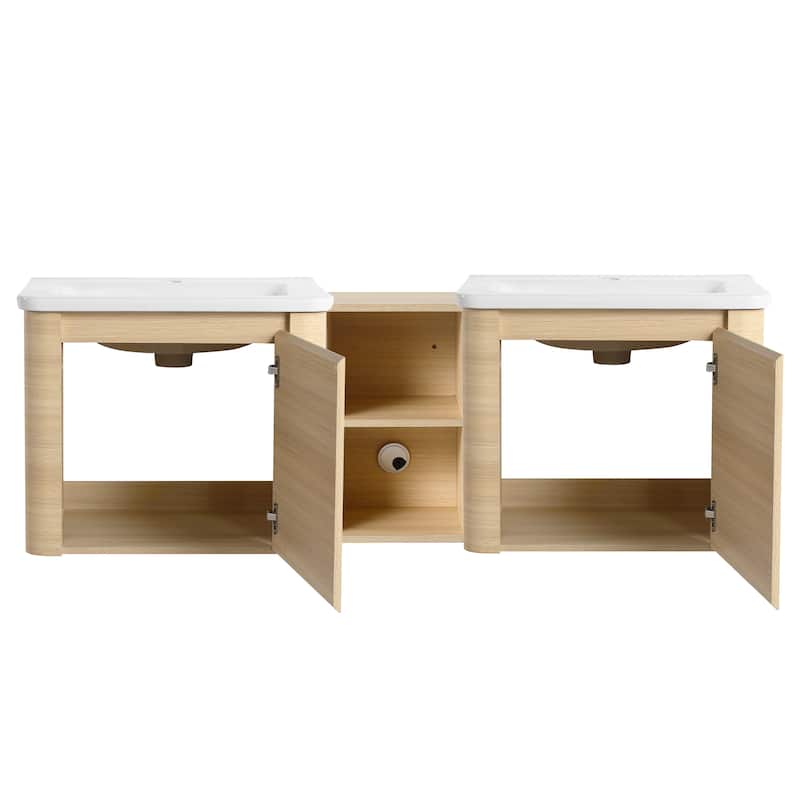 Bathroom Vanity With Sink In 24/28/36/40/60/68 Inch, Floating Bathroom Vanity With Soft Close Door