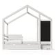 preview thumbnail 8 of 12, White Multiple Storage Functions Full House Bed with Protective Rails Three Sides, Blackboard and Drawers, Two assembly options