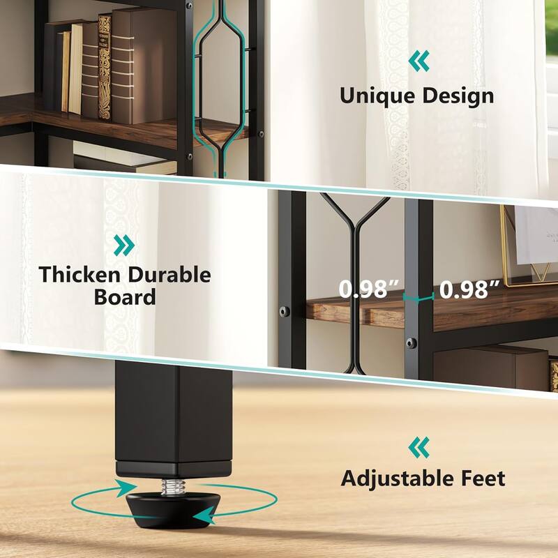 78.7" Tall Bookshelf 7-Tier Industrial Display Shelf Corner Shelf