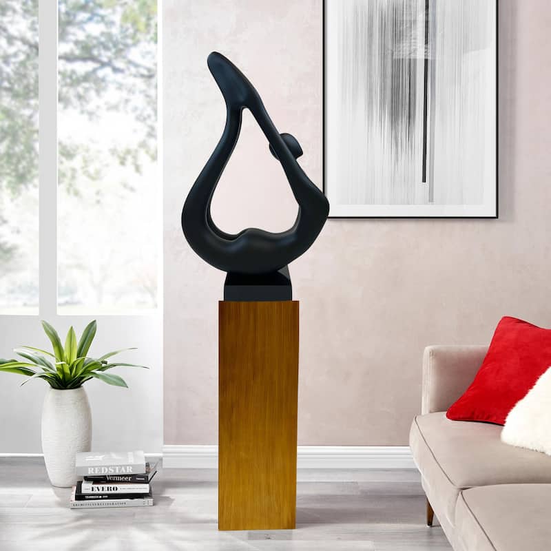 Yoga Doll 59" Tall Handmade Resin Sculpture with Base - N/A