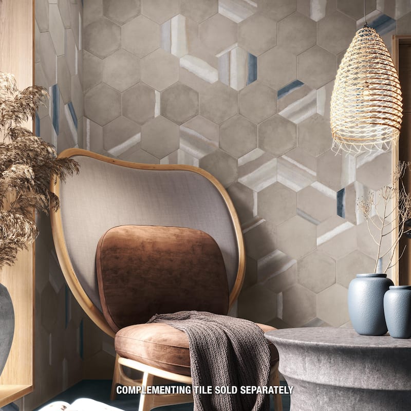 Merola Tile Matter Hex Taupe 7-7/8" x 9" Porcelain Floor and Wall Tile