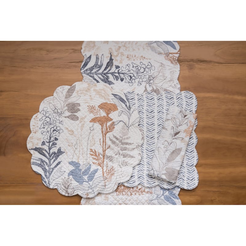 14" x 51" Lina Watercolor Theme Floral Flowers & Leaves Decorative Cotton Kitchen Table Runner