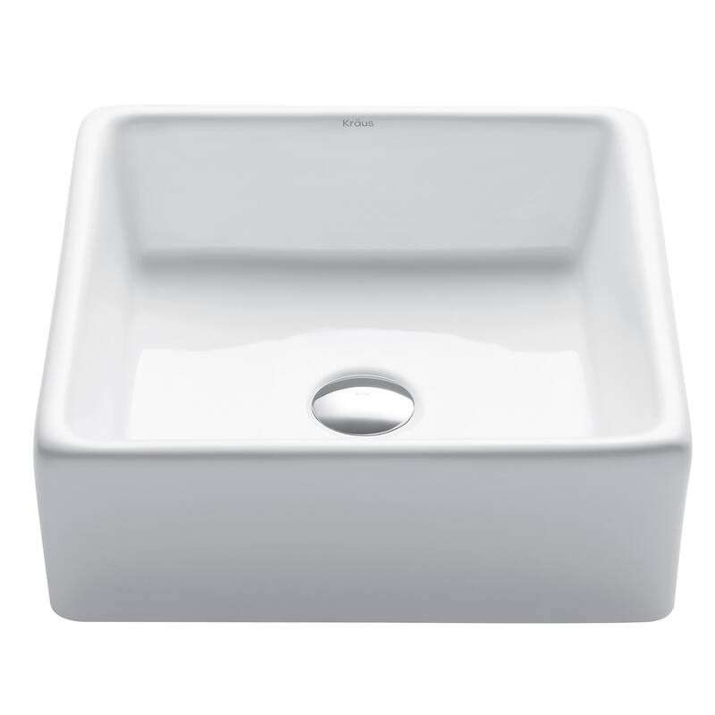 Kraus 15" Ceramic Vessel Bathroom Sink Only - White Ceramic