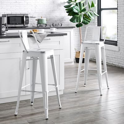 AC Pacific 30 Inch Metal Barstool Set of 2