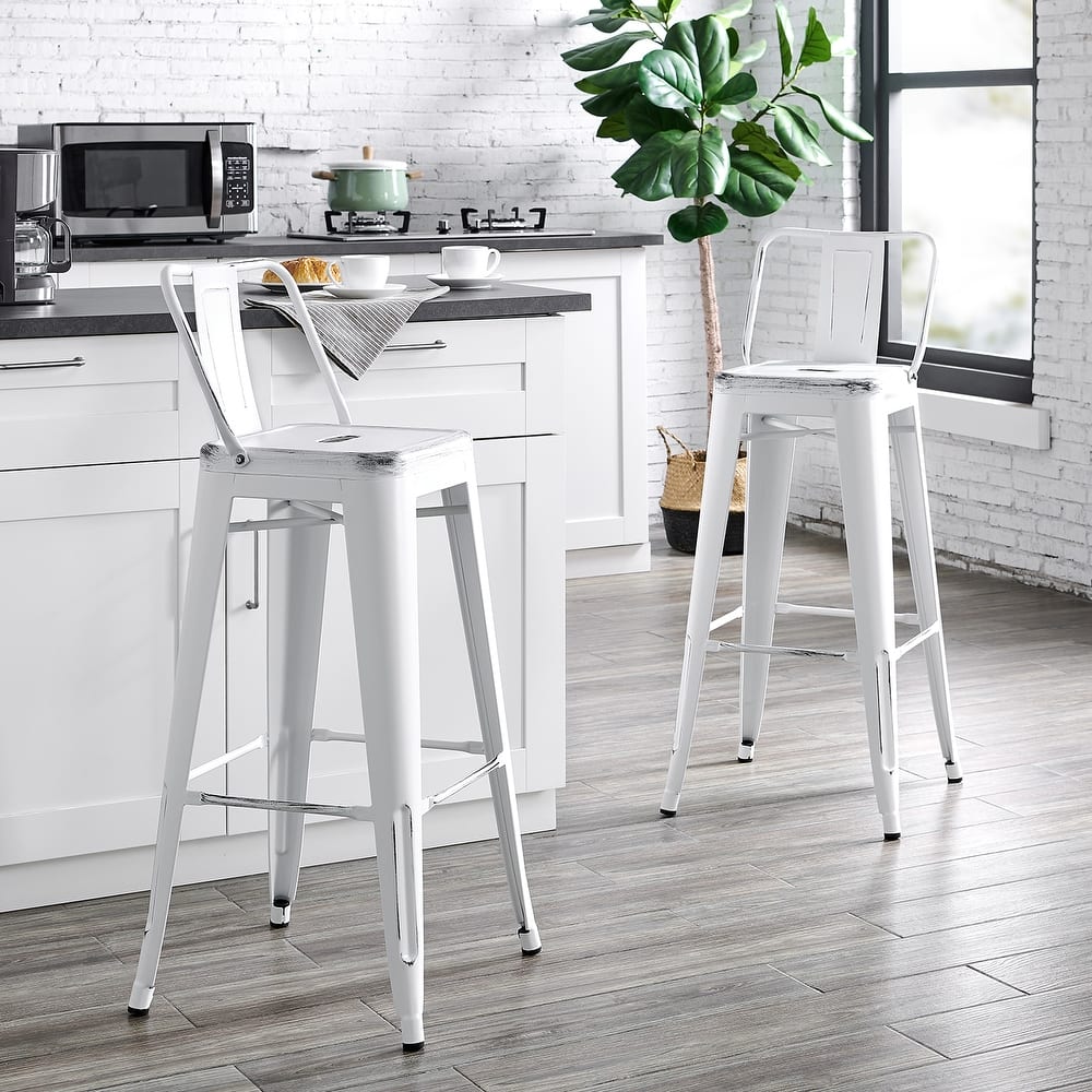 AC Pacific 30 Inch Metal Barstool Set of 2