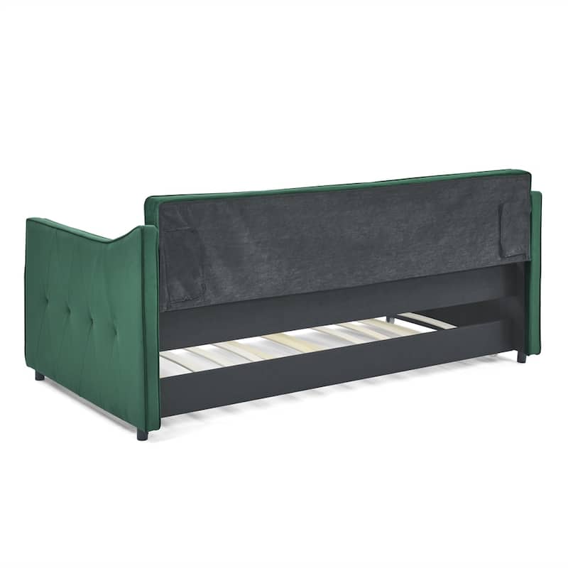 Twin Size Daybed with Twin Size Trundle Upholstered Tufted Sofa Bed