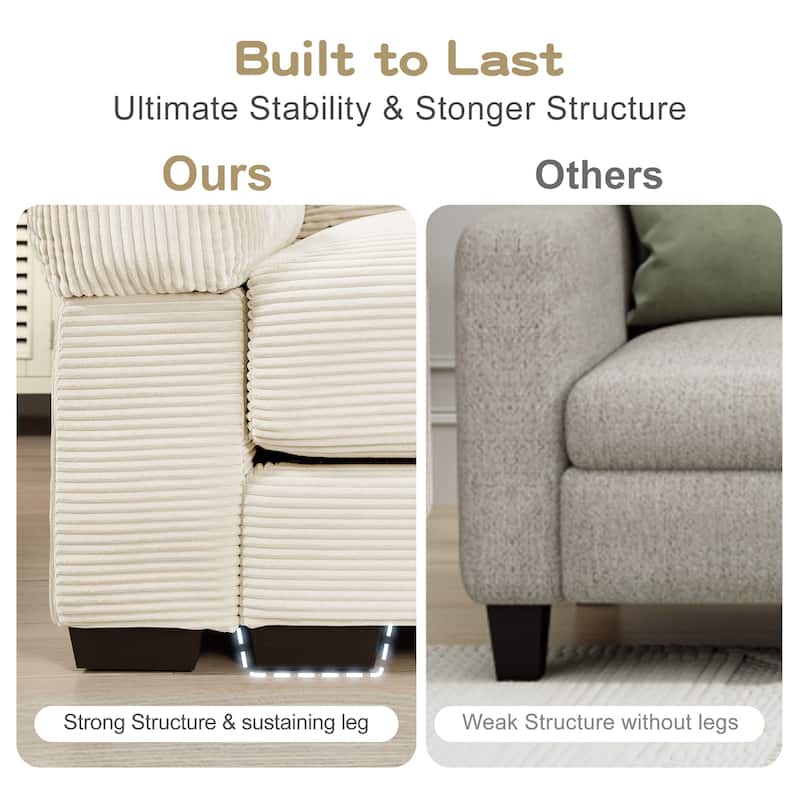 GDFStudio - Soft Corduroy Fabric 1-Seater 54.3" Sofa Chair with Ottoman