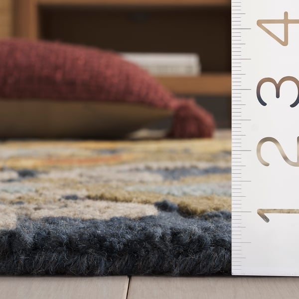 dimension image slide 3 of 5, SAFAVIEH Fiorello Handmade Blossom French Country Wool Area Rug