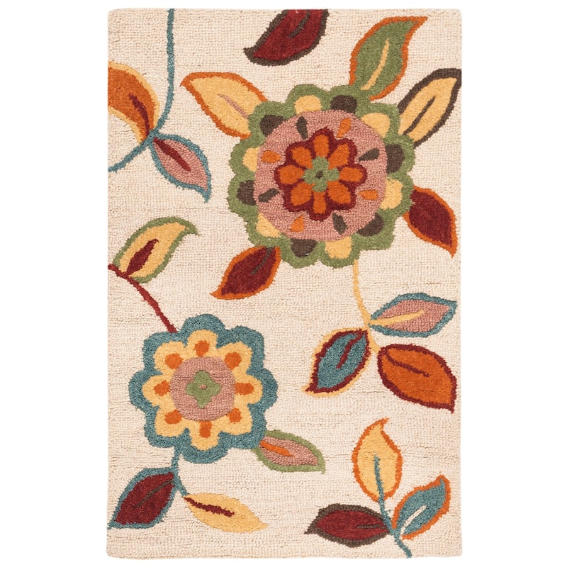 SAFAVIEH Handmade Blossom Ludgarda Modern Floral Wool Rug - 2'6" x 4' - Beige/Multi