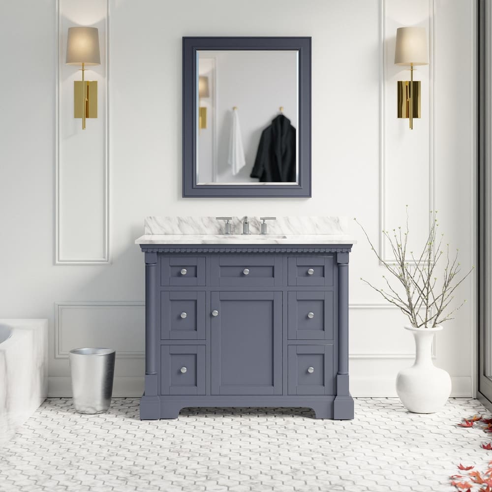 KitchenBathCollection Sydney 42" Bathroom Vanity with Carrara Marble Top