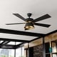 preview thumbnail 1 of 7, Scottsdale 52 in. Black and Gold Ceiling Fan with Reversible Black-Walnut Blades, Dimmable LED Light Kit and Remote, Metal Shade 52-in W x 17-in H x 52-in D - Black and Gold