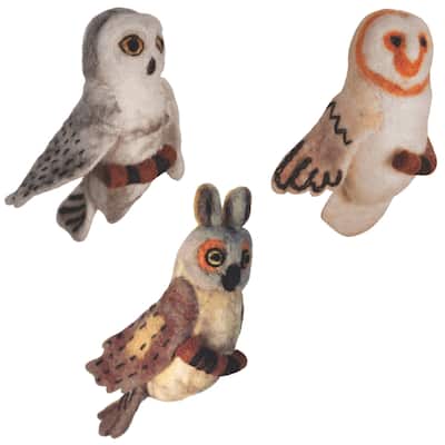 Owl Lover Handmade Felt Ornament Collection - Set of 3