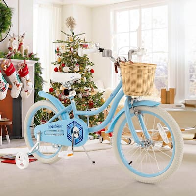 18" Kid's Bike w/ Training Wheels Adjustable Handlebar Seat Handbrake