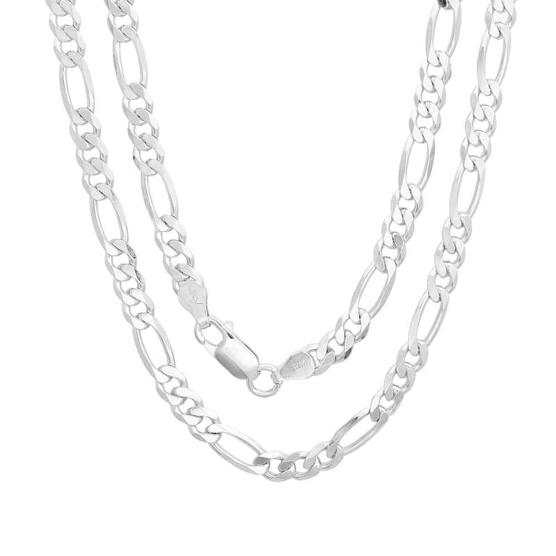 Roberto Martinez Sterling Silver 5 mm Figaro Chain Necklace (18"-30")