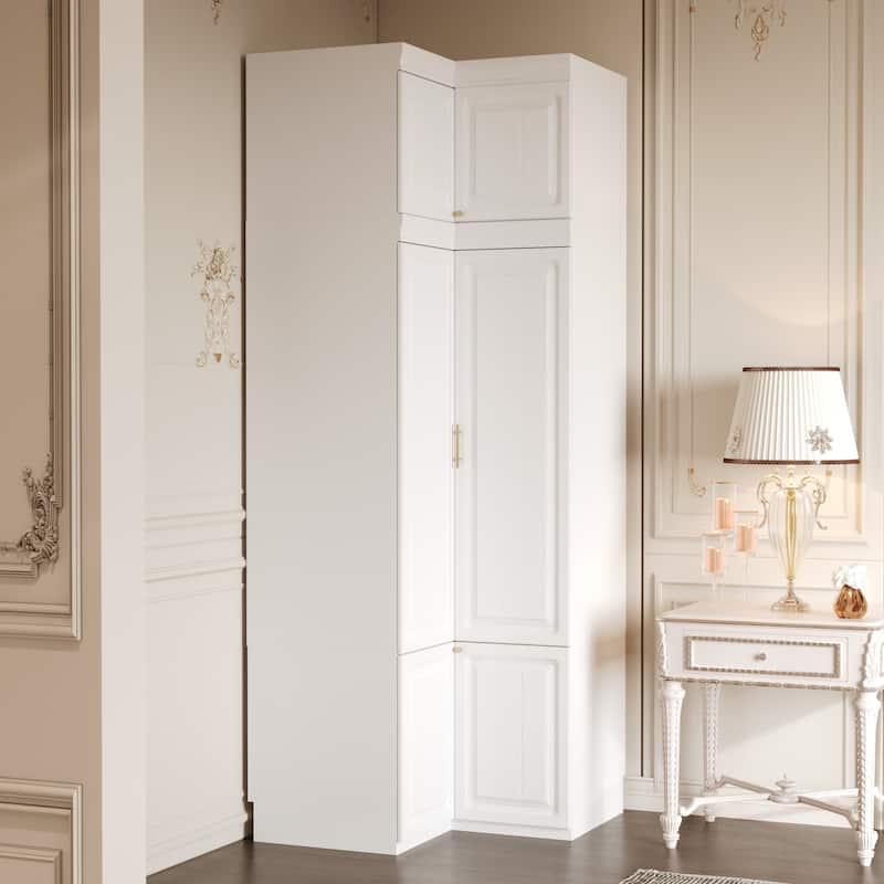 93.9"H/74.2"H Armoires Wardrobe Closet Cabinet Hanging Drawers Storage