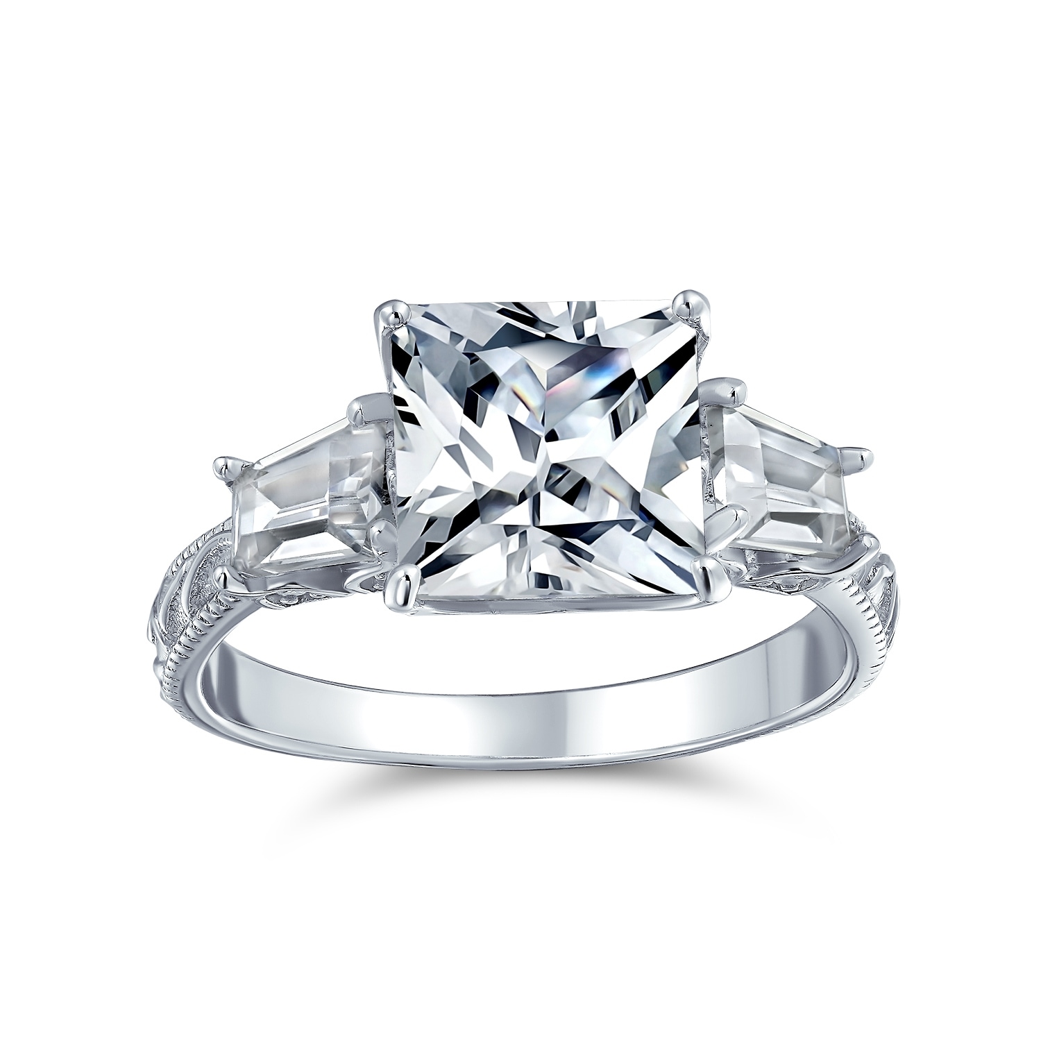 3ct Princess Cut Aaa Cz Solitaire Engagement Ring 925 Sterling Silver Overstock 17985146