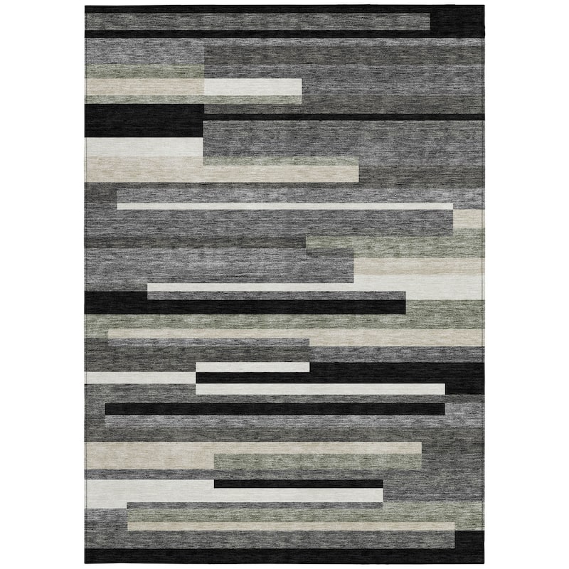 HomeRoots Striped Transitional Rectangle Outdoor Rug