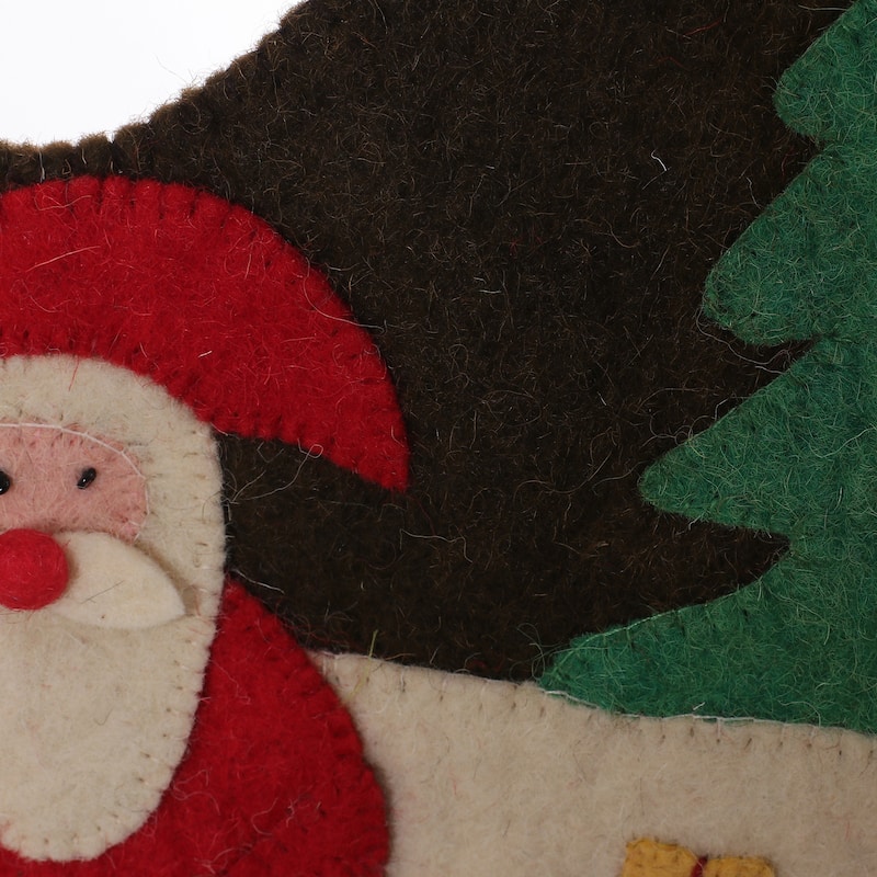 Novica Handmade Playful Santa Wool Felt Tree Skirt