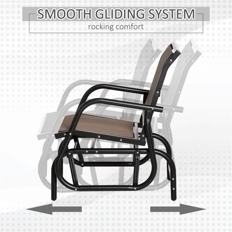 Comfortable Outdoor Glider Chair with Steel Frame and Weather-Resistant Mesh Curved Armrests - 29.5" W x 26" D x 33.5" H