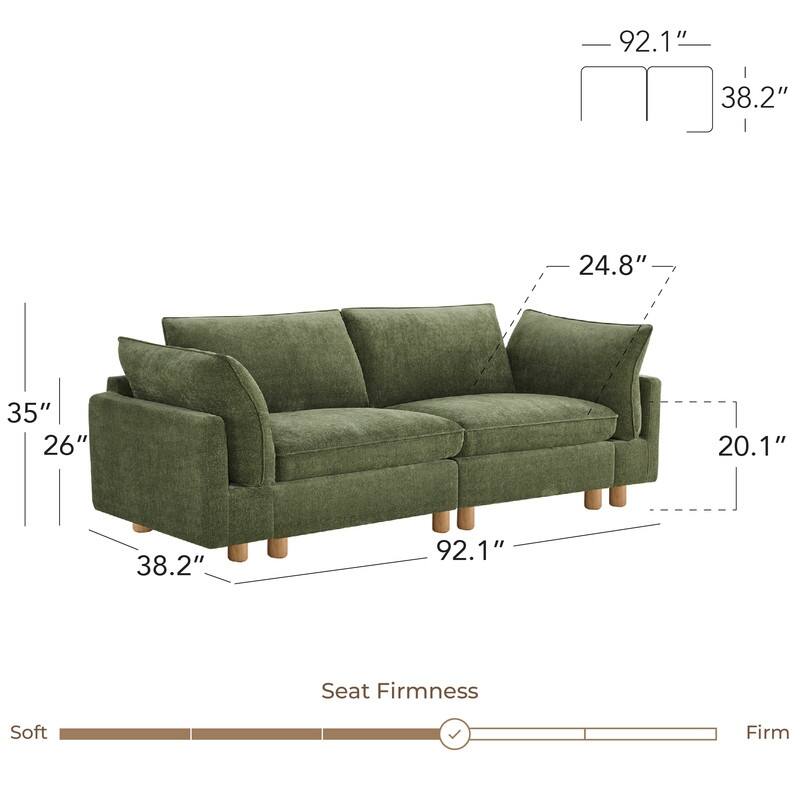Spruce & Spring Modular Cloud Couch Sofa with Wood Legs for Living Room