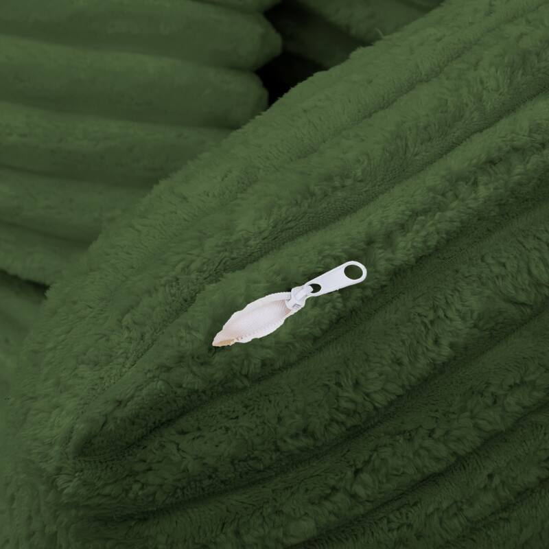 Living Room Compressed Chaise Lounge Foam Sofa bed, Fluffy Corduroy Upholstered Cloud Couch with Deep Seat, Green