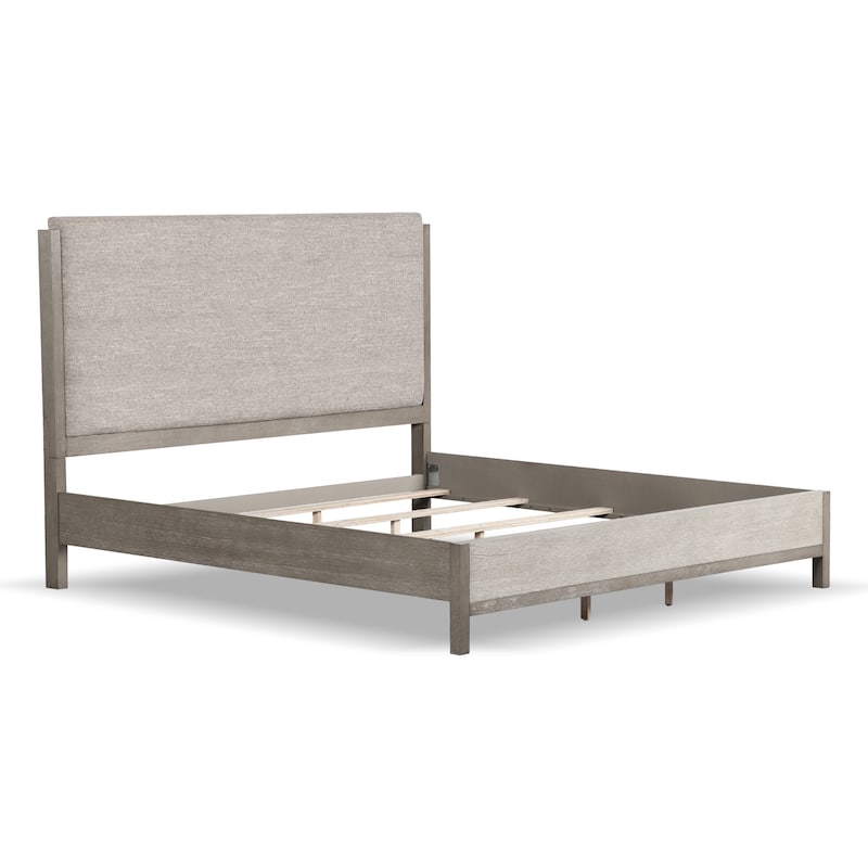 Furniture of America Cruz Contemporary Gray Solid Wood Panel 3-Piece Bed Frame and 2 Nightstand Bedroom Set
