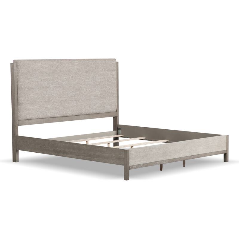 Furniture of America Cruz Contemporary Gray Solid Wood Panel 6-Piece Bed, 2 Nightstand, Chest, Dresser and Mirror Bedroom Set