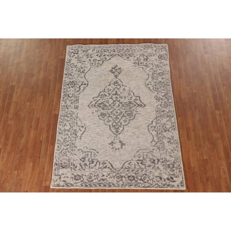 Geometric Moroccan Area Rug Hand-Knotted Wool Carpet - 5'2"x 7'7"