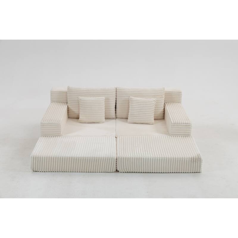 Double Chaise Lounge Sofa, Cloud Plush Sofa Bed, Upholstered Boneless Cloud Sofa Deep Seat, Sleeper Loveseat Chair