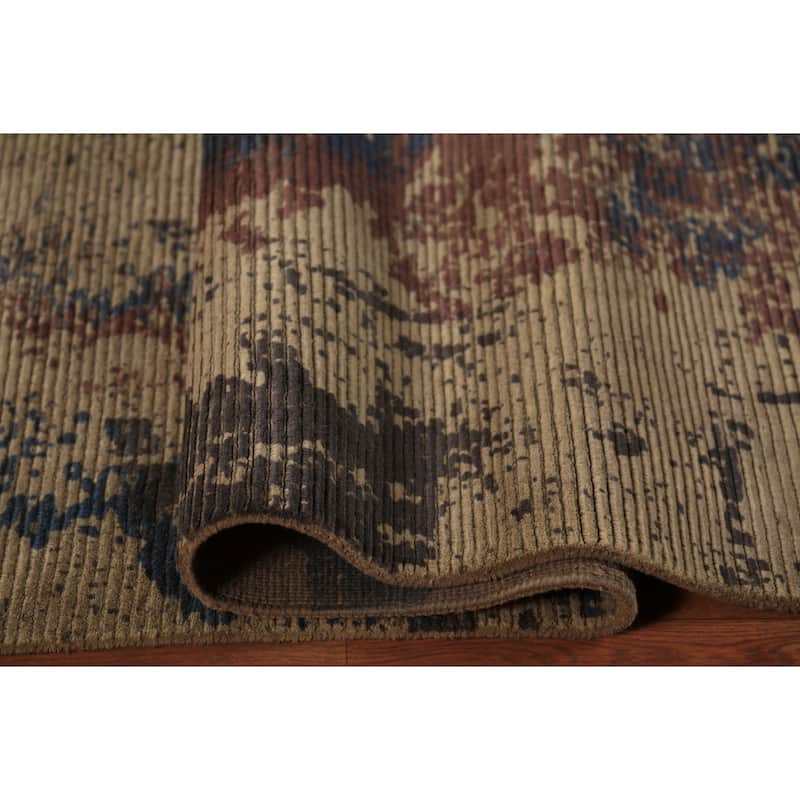 Handmande Abstract Indian Area Rug Handmade Wool Carpet - 7'10"x 9'10"