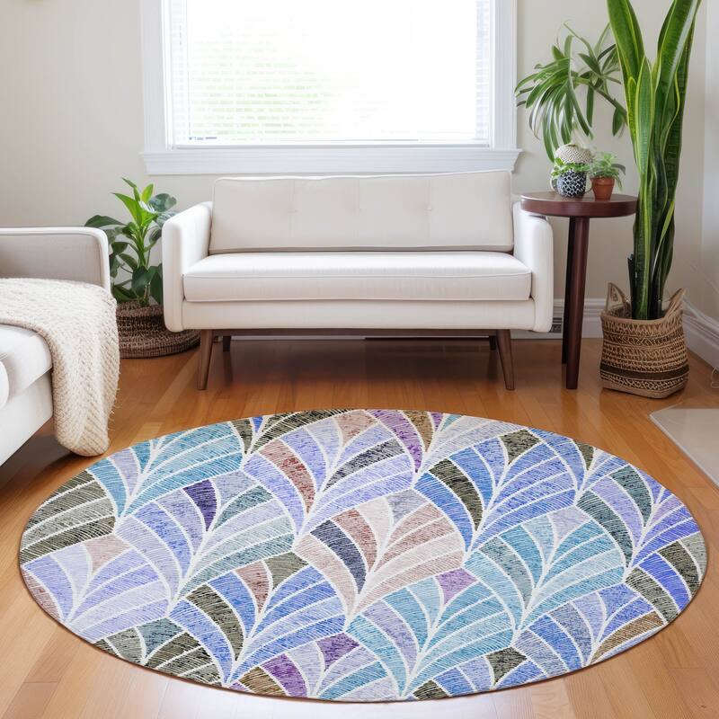 Machine Washable Indoor/ Outdoor Chantille Modern Mosaic Rug