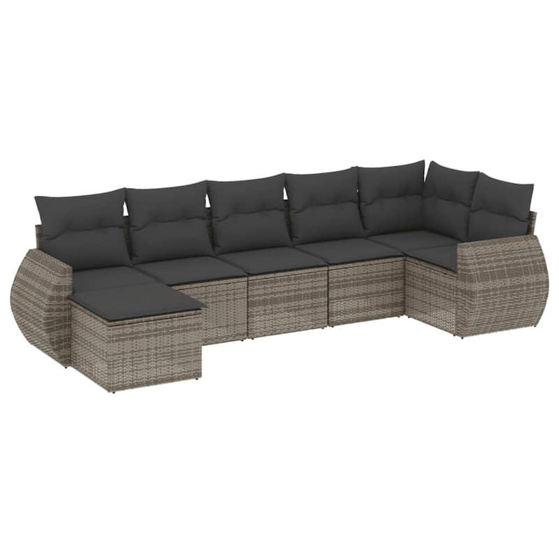 vidaXL Patio Sofa Set with Cushions Outdoor Furniture 8 Piece Poly Rattan - 21.7 x 21.7 x 14.6