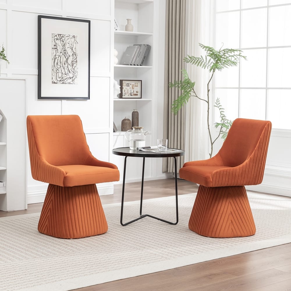 SEYNAR Modern Velvet 360 Degree Swivel Armless Dining chair Set of 2