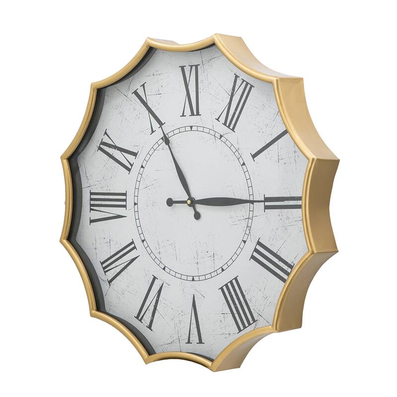 Vintage Roman Numeral Gears Wall Clock - 23.5" - White and Gold
