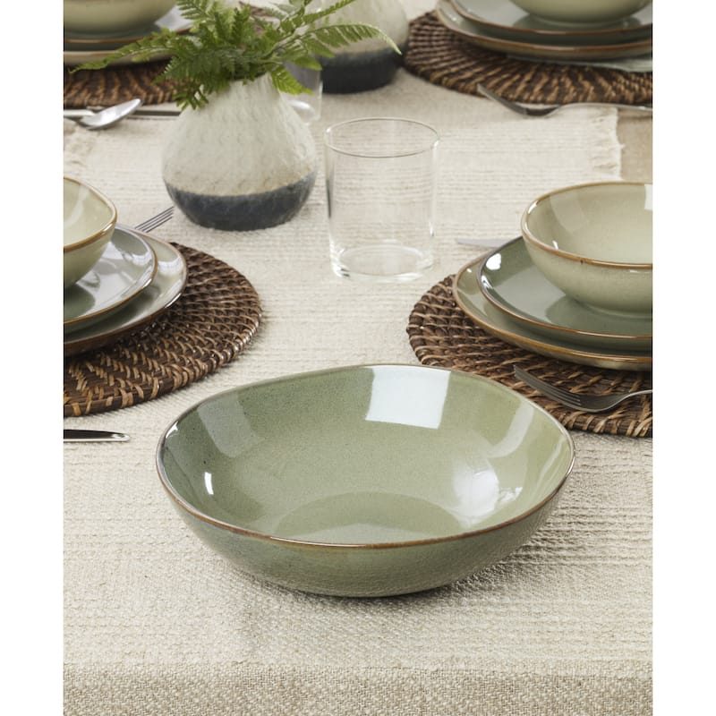 Oneida Organic Shades 2-Piece Serving Set, Bowl & Tray Set - Bowl: 9.84" x 9.72" Tray: 12.99" x 6.69"