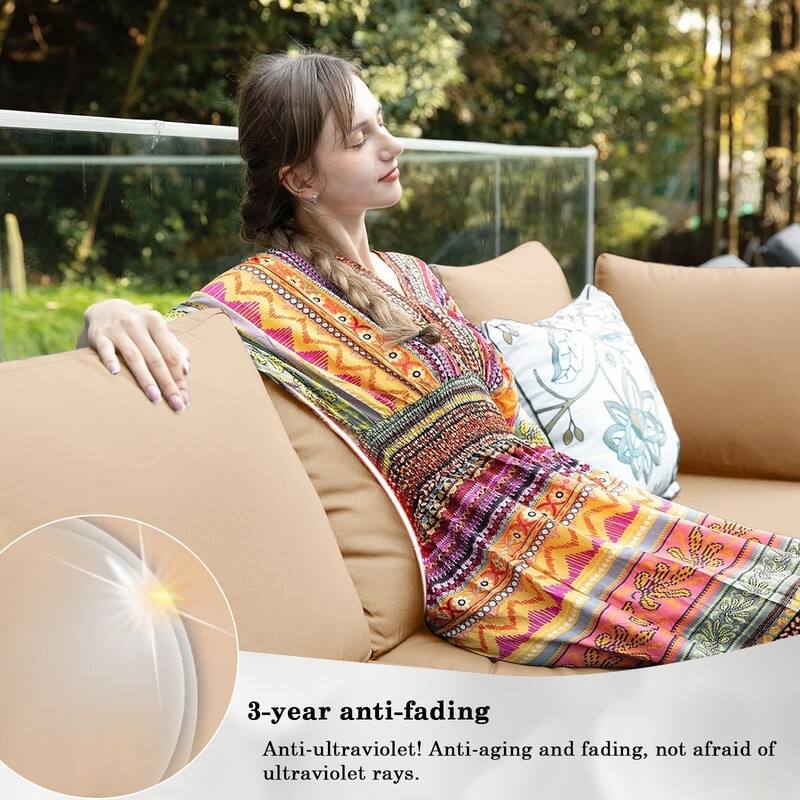 14 Pcs Outdoor Furniture Replacement Cushions Fits 6-seat Sectional Rattan Conversation Set (Only cushions+covers, no sofa.)